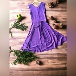 Vintage 70s Purple Metallic Swing Dress Sz Medium/ 11